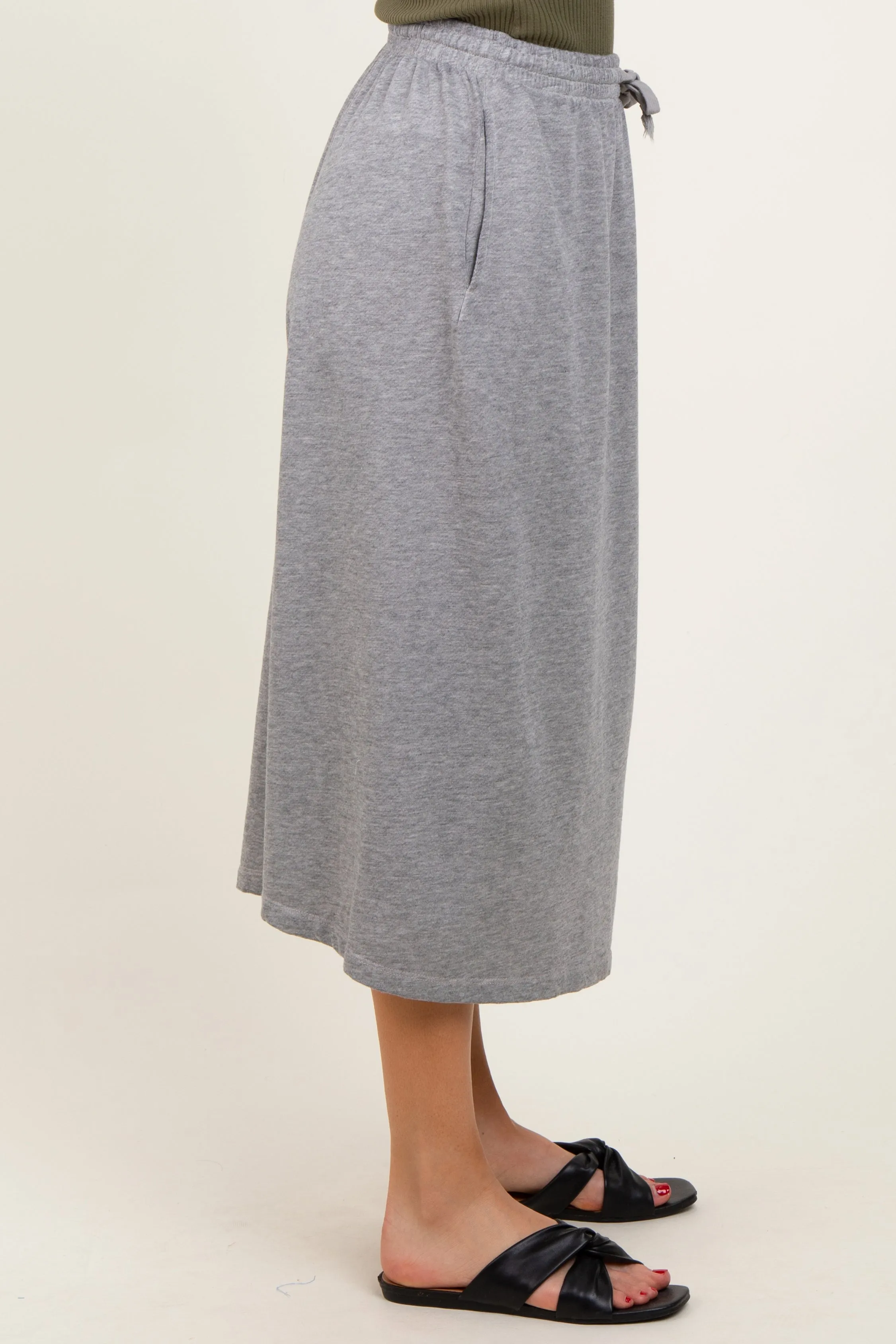 Heather Grey Terry Drawstring Midi Skirt sold by Pinkblush product image thumbnail 4