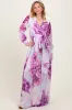 Purple Floral Chiffon Long Sleeve Maxi Dress sold by Pinkblush