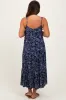 Navy Floral Outline Print Sleeveless Maternity Midi Dress sold by Pinkblush