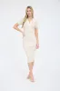 Ivory Striped Knit Collared Midi Dress sold by Pinkblush