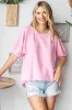 Pink Terry Contrast Short Sleeve Top sold by Pinkblush
