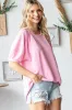 Pink Terry Contrast Short Sleeve Top sold by Pinkblush