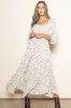 Ivory Floral Smocked Handkerchief Hem Maxi Dress sold by Pinkblush