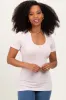 Peach Solid Ribbed Short Sleeve Round Neck Basic Top sold by Pinkblush