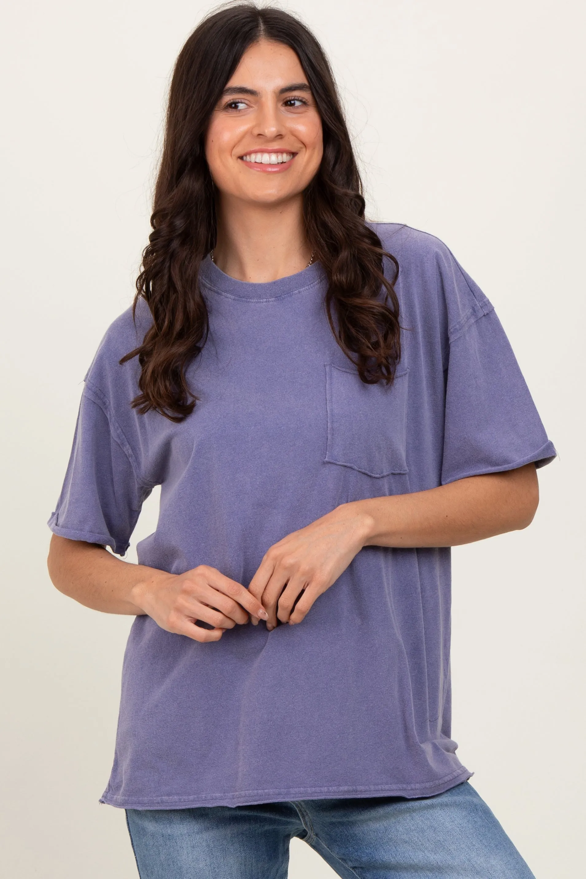 Lavender Short Sleeve Front Pocket Tunic Top sold by Pinkblush