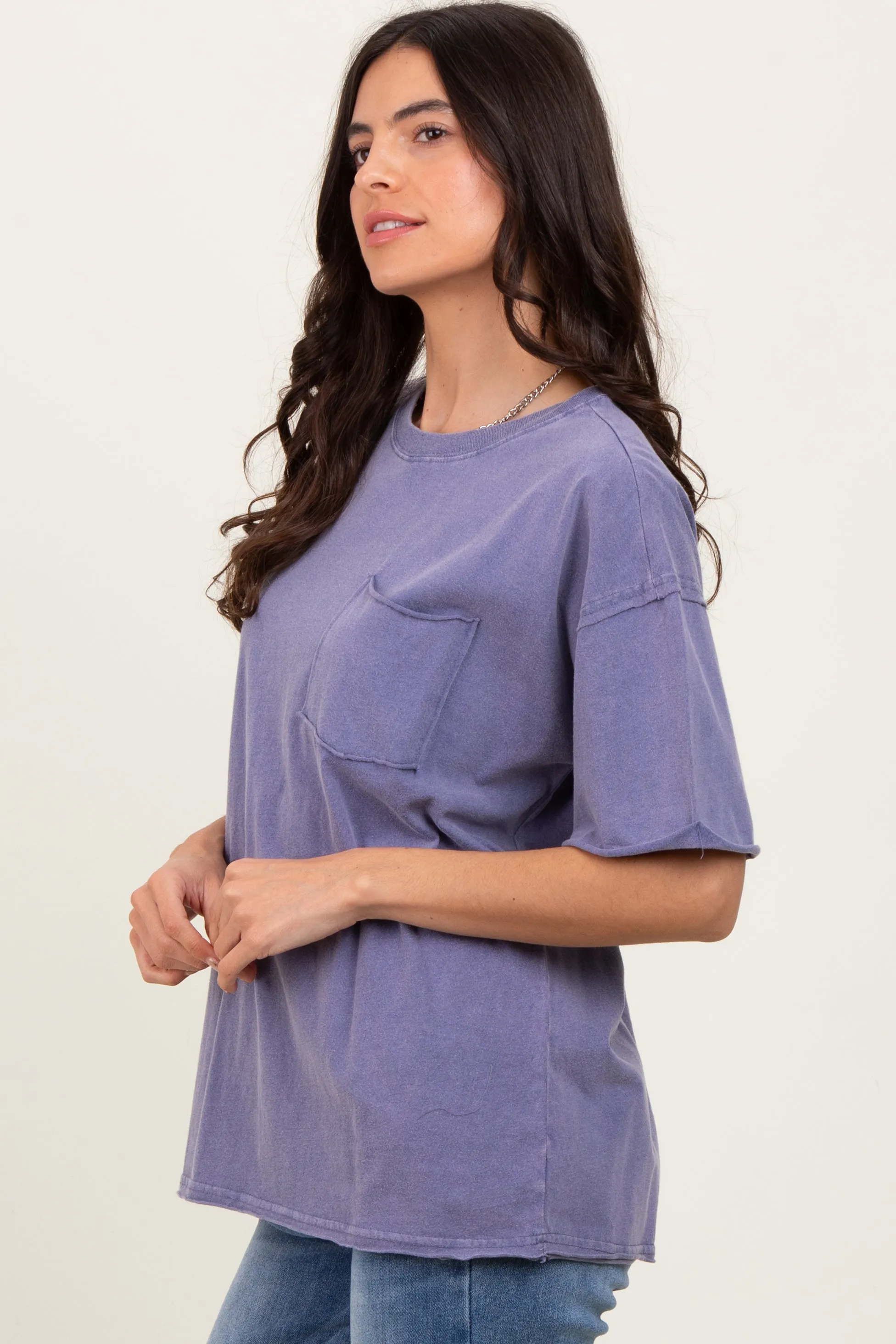 Lavender Short Sleeve Front Pocket Tunic Top sold by Pinkblush product image thumbnail 3