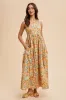 Yellow Floral Scallop Detail Sleeveless Maxi Dress sold by Pinkblush