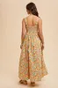 Yellow Floral Scallop Detail Sleeveless Maxi Dress sold by Pinkblush
