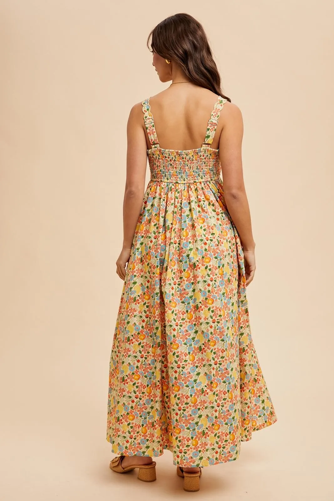 Yellow Floral Scallop Detail Sleeveless Maxi Dress sold by Pinkblush product image thumbnail 5