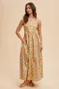 Yellow Floral Scallop Detail Sleeveless Maxi Dress sold by Pinkblush