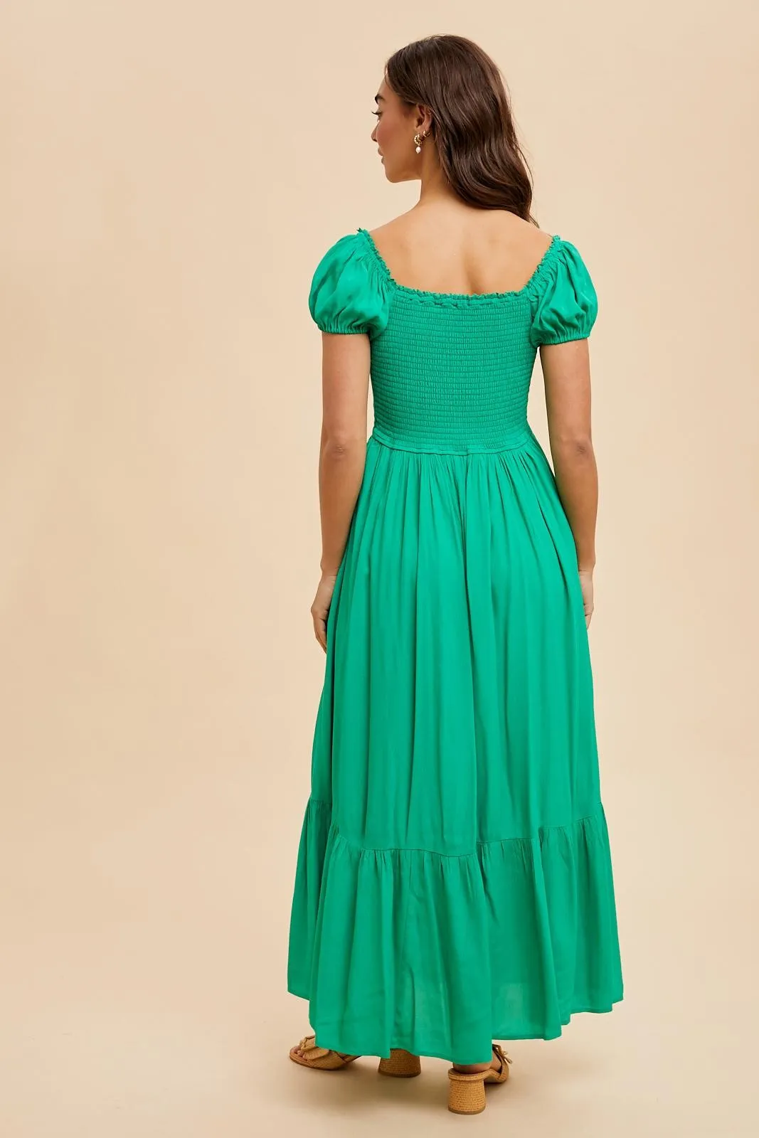 Green Ruffle Detail Square Neck Maxi Dress sold by Pinkblush product image thumbnail 5