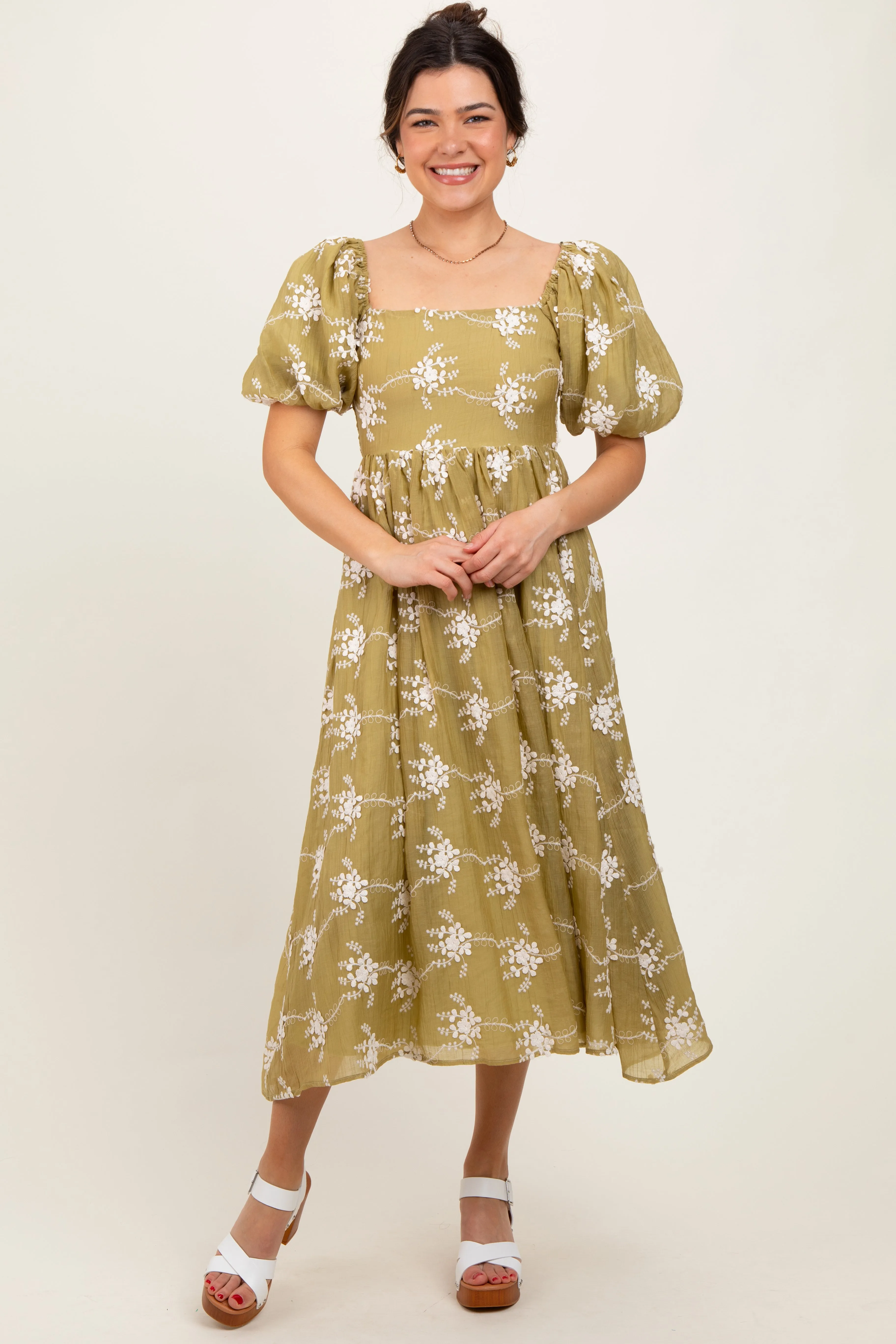 Olive Textured Midi Dress sold by Pinkblush