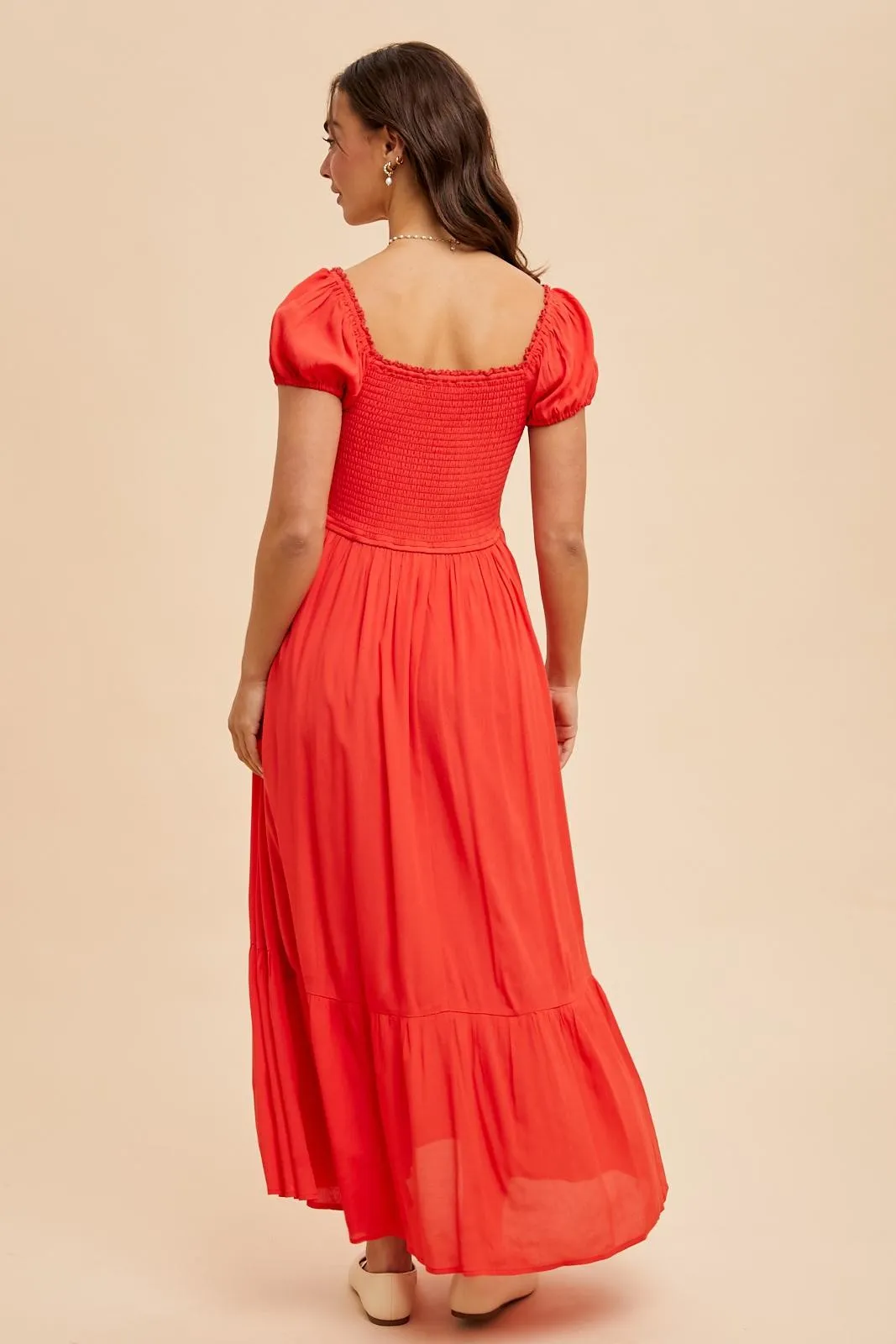 Red Ruffle Detail Square Neck Maxi Dress sold by Pinkblush product image thumbnail 5