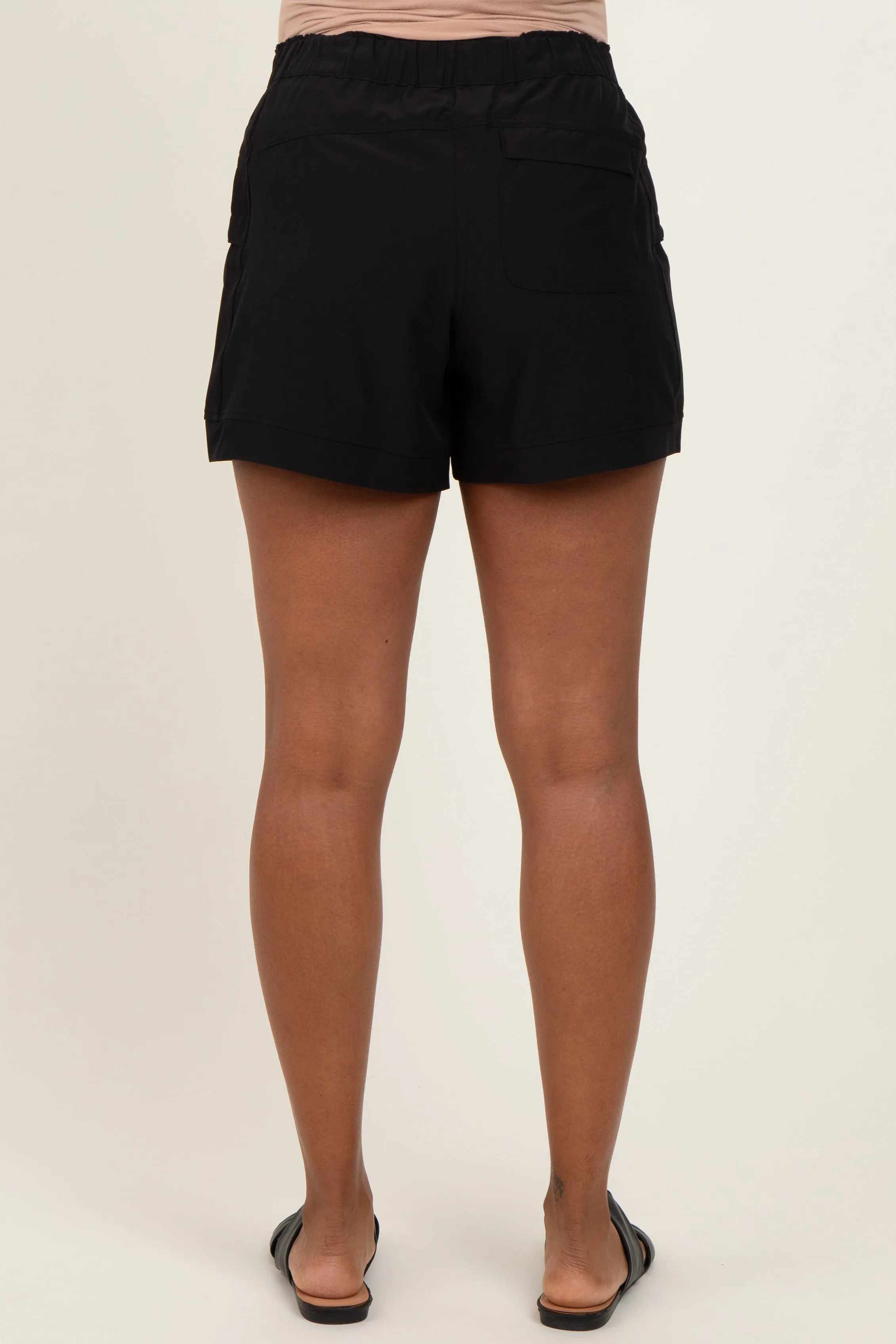 Black Elastic Cargo Maternity Shorts sold by Pinkblush product image thumbnail 4