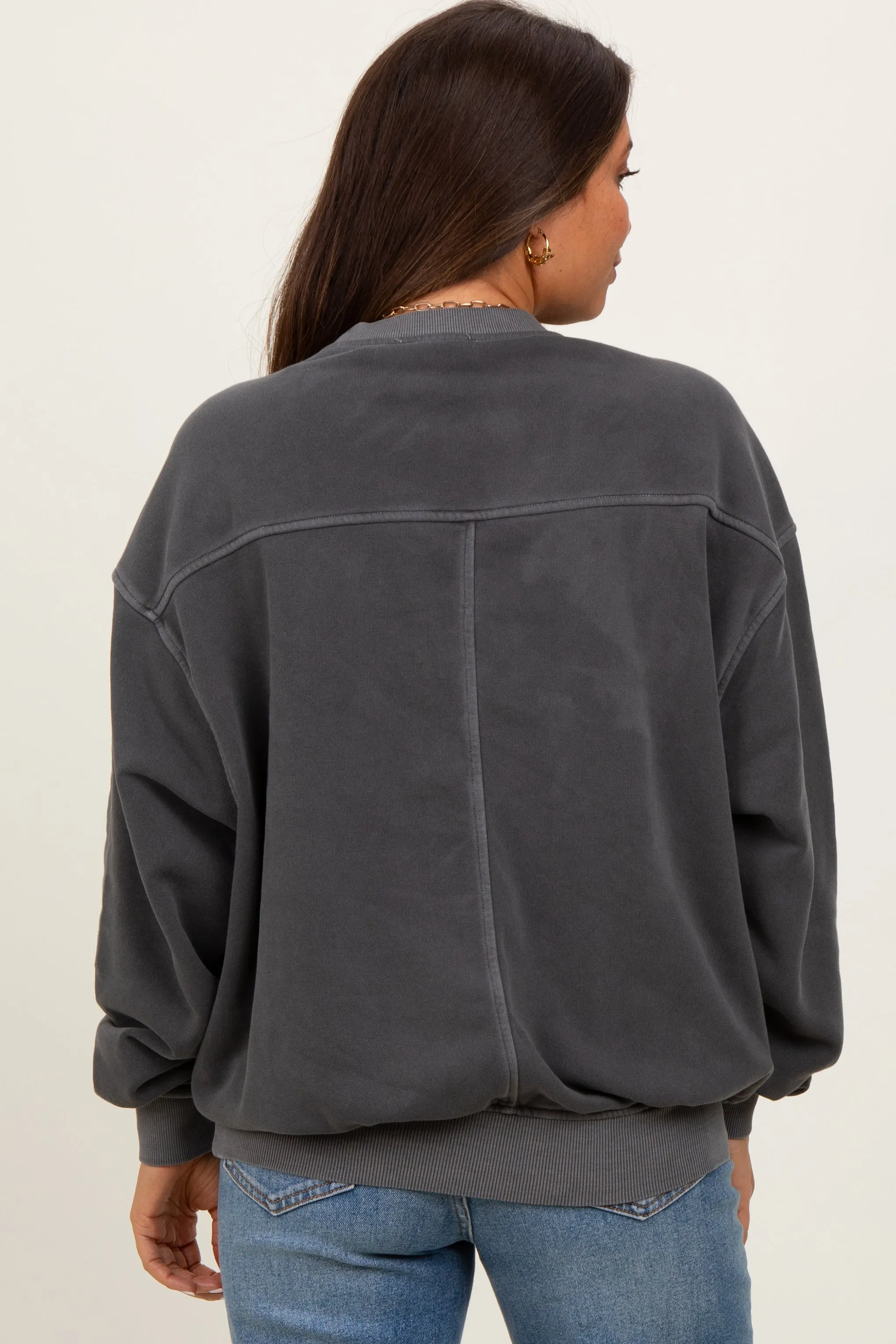 Charcoal Fleece Drop Shoulder Maternity Sweatshirt sold by Pinkblush product image thumbnail 4