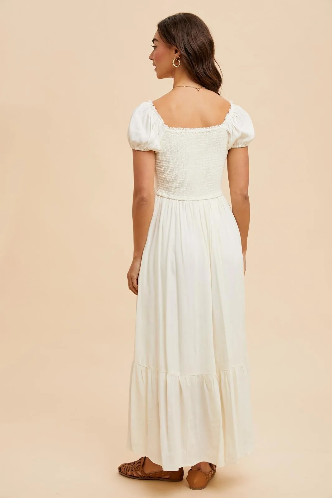 Ivory Ruffle Detail Square Neck Maxi Dress sold by Pinkblush product image thumbnail 5