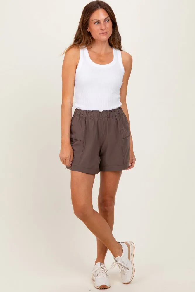 Brown Elastic Cargo Maternity Shorts sold by Pinkblush product image thumbnail 5
