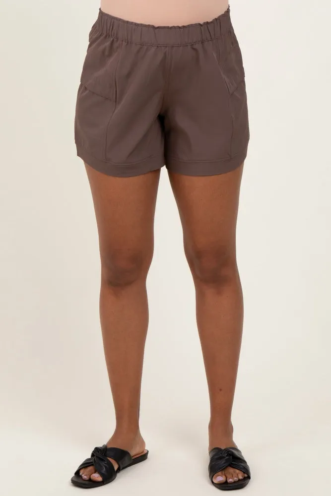 Brown Elastic Cargo Maternity Shorts sold by Pinkblush product image thumbnail 2
