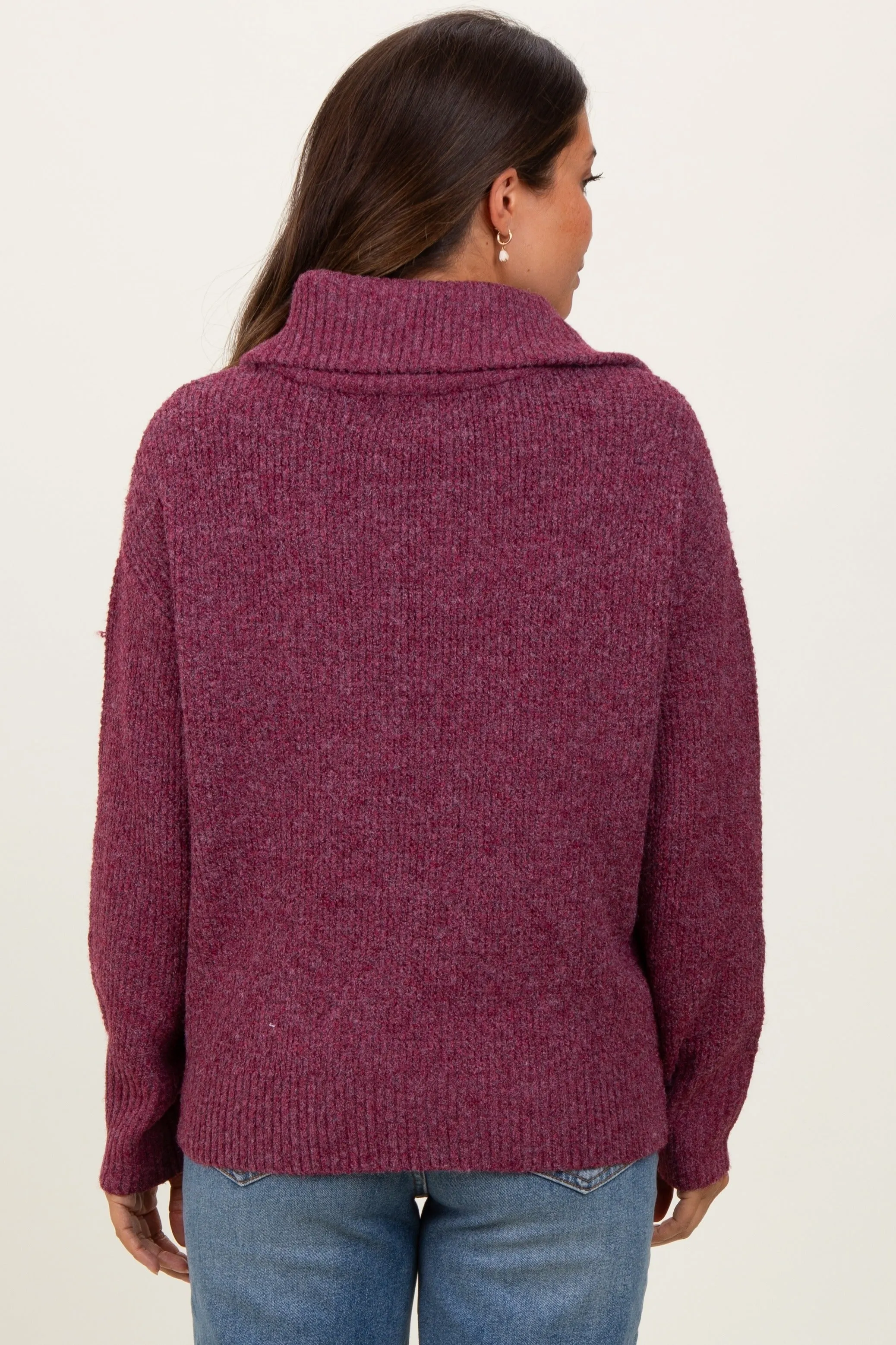 Burgundy Half Zip Maternity Pullover Sweater sold by Pinkblush product image thumbnail 3