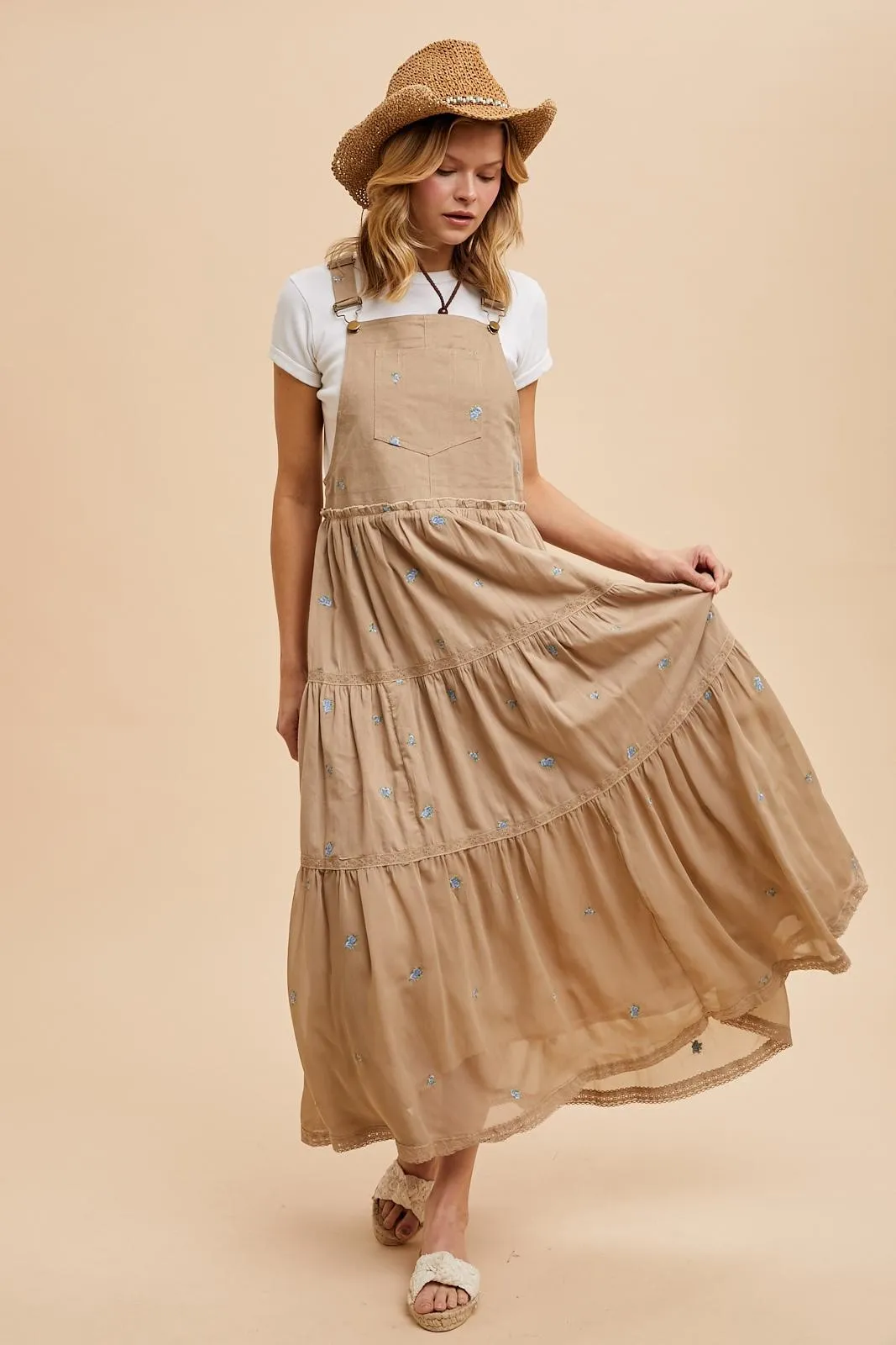 Light Taupe Embroidered Floral Skirtall sold by Pinkblush product image thumbnail 2