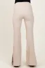 Cream Ribbed Split Flare Maternity Leggings sold by Pinkblush