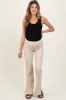 Cream Ribbed Split Flare Maternity Leggings sold by Pinkblush