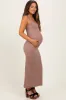 Taupe Ribbed Basic Maternity Maxi Dress sold by Pinkblush