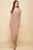 Taupe Ribbed Basic Maternity Maxi Dress sold by Pinkblush