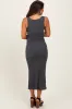 Charcoal Ribbed Basic Maternity Maxi Dress sold by Pinkblush