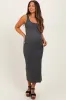 Charcoal Ribbed Basic Maternity Maxi Dress sold by Pinkblush
