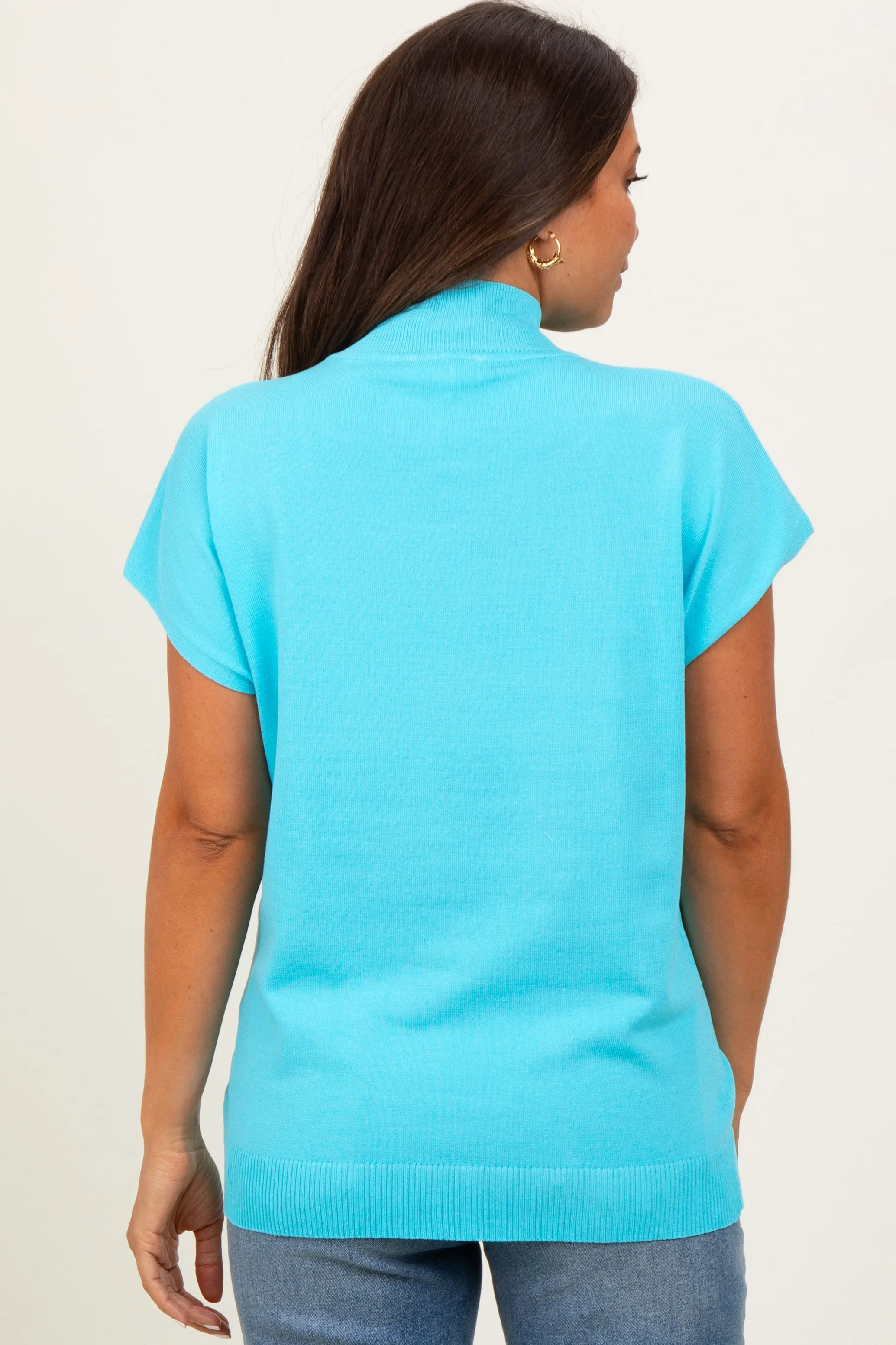 Aqua Mock Neck Knit Maternity Top sold by Pinkblush product image thumbnail 4