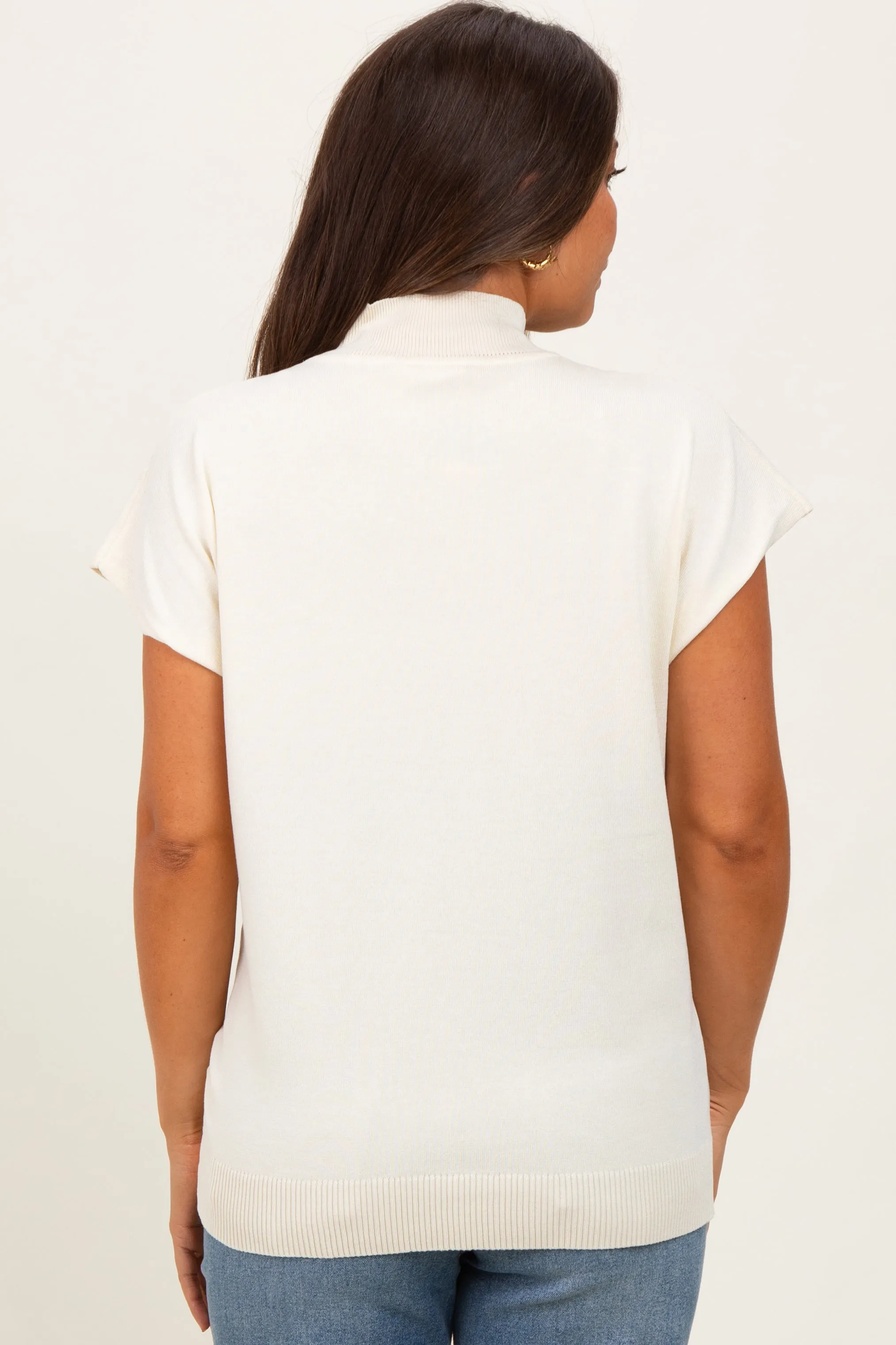 Cream Mock Neck Knit Maternity Top sold by Pinkblush product image thumbnail 4