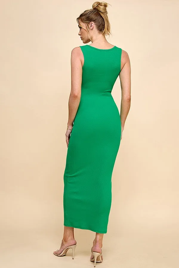 Green V-Neck Tank Maxi Dress sold by Pinkblush product image thumbnail 3