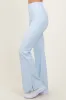 Light Blue Ribbed Split Flare Leggings sold by Pinkblush