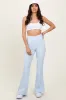 Light Blue Ribbed Split Flare Leggings sold by Pinkblush