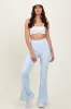 Light Blue Ribbed Split Flare Leggings sold by Pinkblush