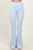 Light Blue Ribbed Split Flare Leggings sold by Pinkblush