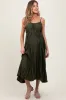 Olive Pleated Sash Tie Maternity Midi Dress sold by Pinkblush