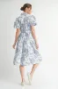 Blue Floral Print Belted Midi Dress sold by Pinkblush