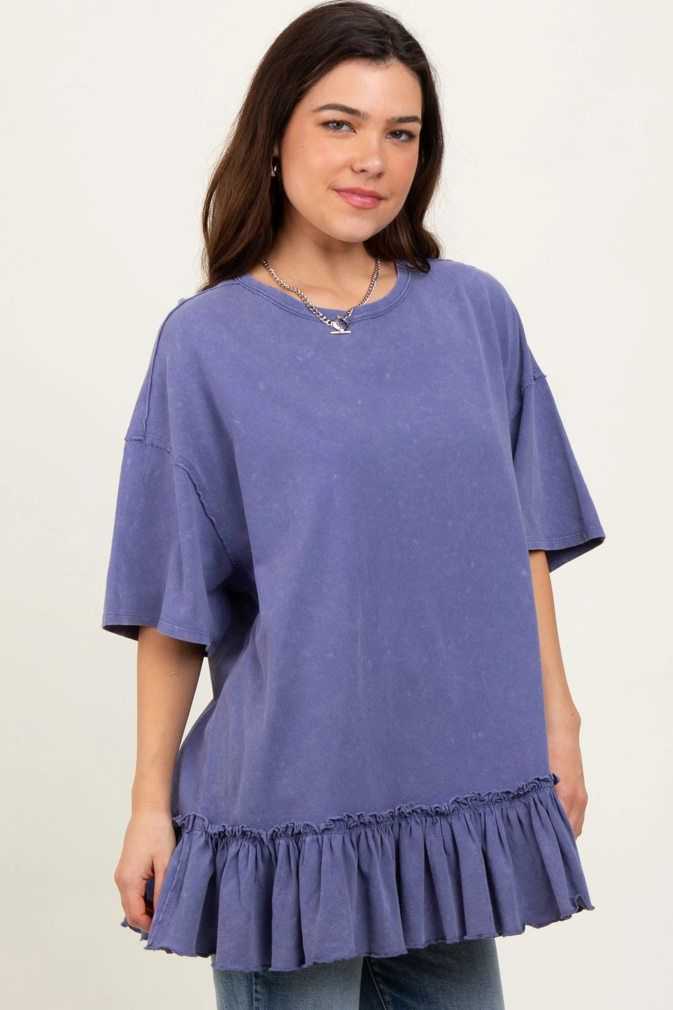 Navy Relaxed Ruffled Tunic Top sold by Pinkblush product image thumbnail 3