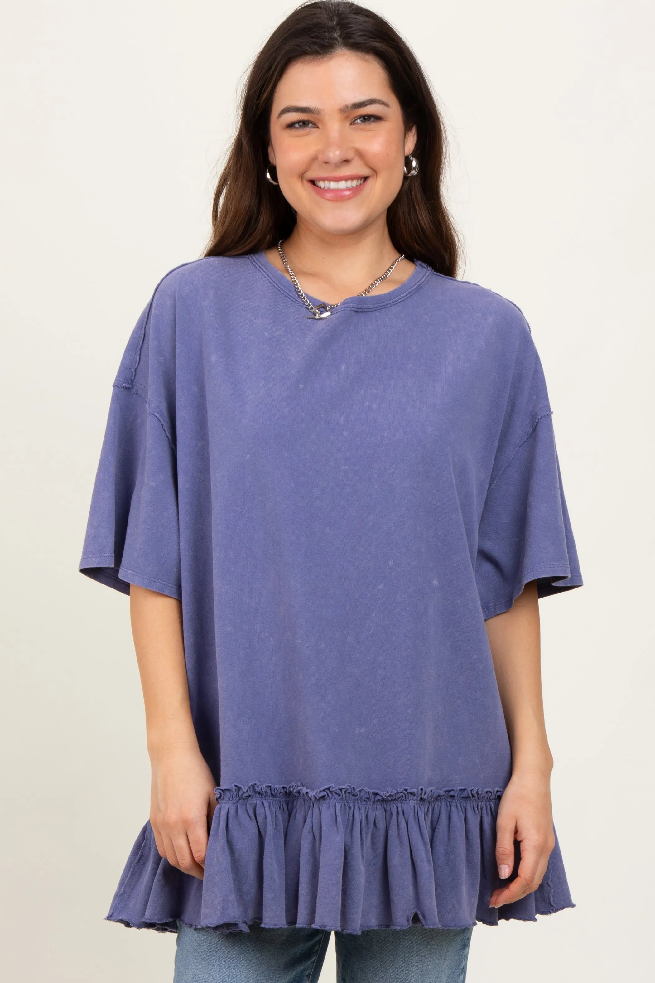 Navy Relaxed Ruffled Tunic Top sold by Pinkblush product image thumbnail 2