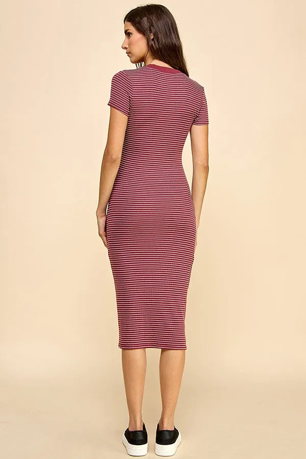 Burgundy Asymmetrical Ruched T-Shirt Dress sold by Pinkblush product image thumbnail 2
