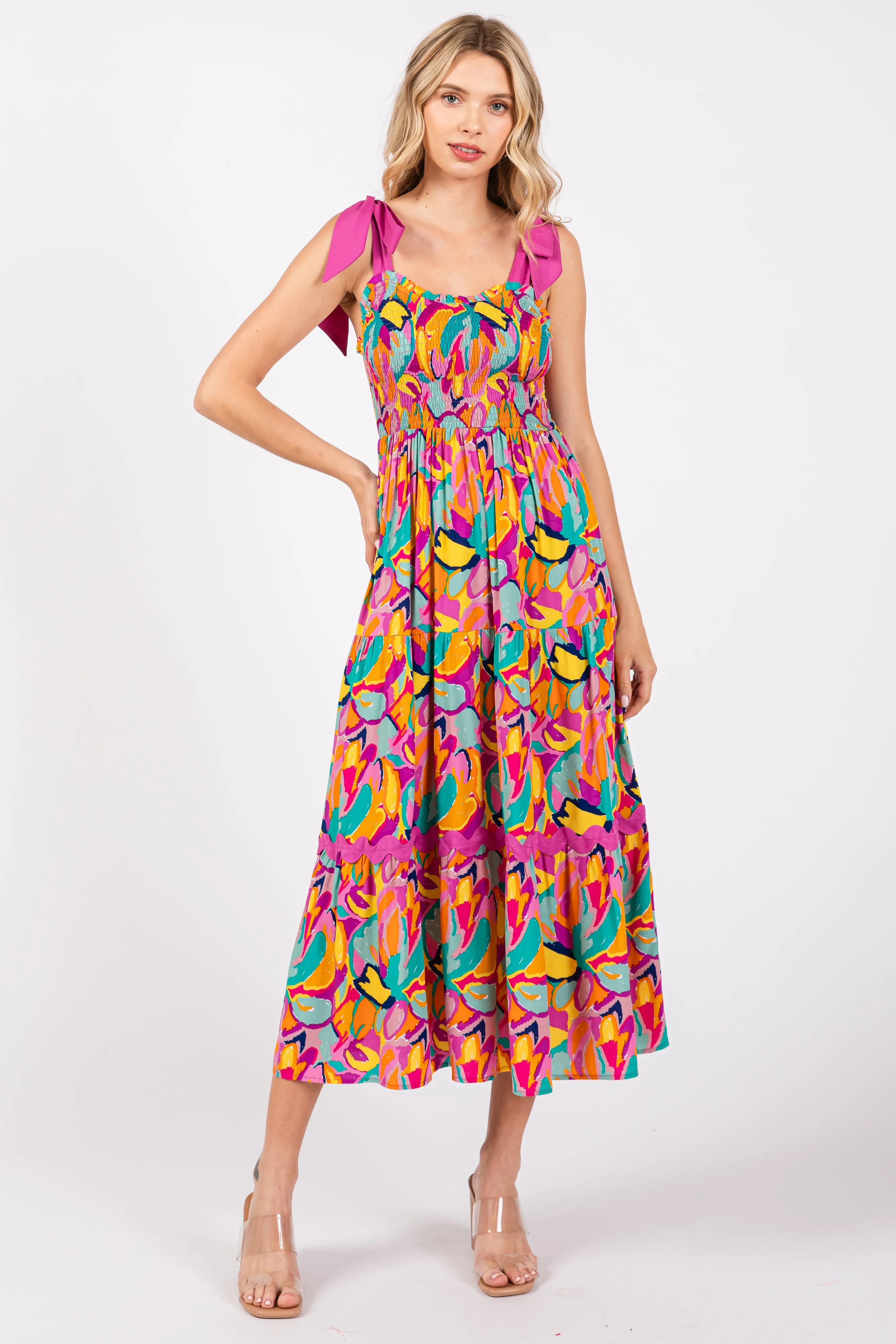 Pink Green Printed Midi Dress sold by Pinkblush product image thumbnail 2