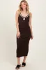 Brown Knit Key Hole Detail Low Back Midi Dress sold by Pinkblush