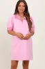 Light Pink Mock Neck Contrast Striped Trim Maternity Mini Dress sold by Pinkblush