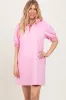 Light Pink Mock Neck Contrast Striped Trim Maternity Mini Dress sold by Pinkblush