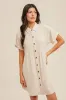Beige Dolman Sleeve Linen Shirt Dress sold by Pinkblush
