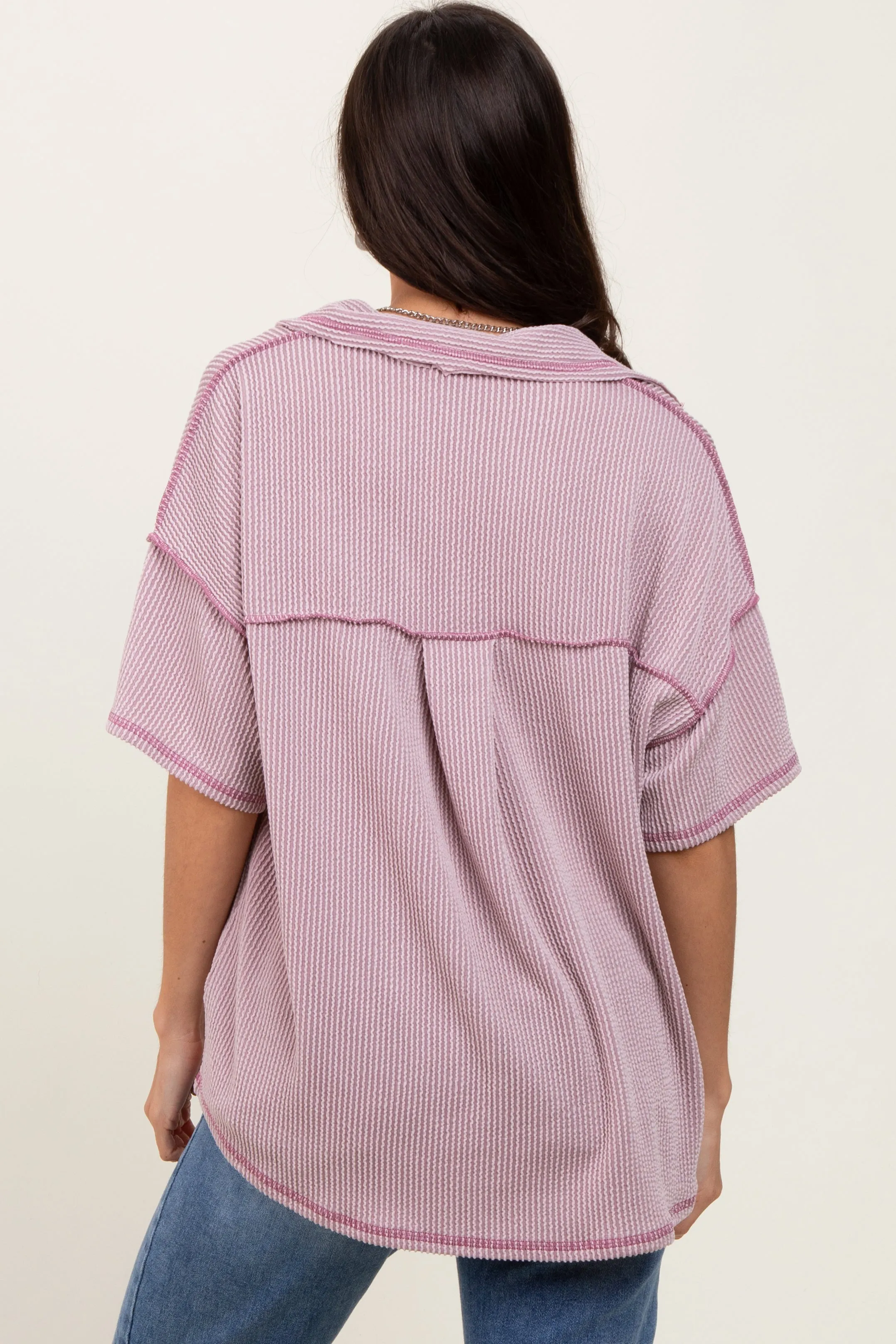 Mauve Ribbed Reverse Stitch Tunic Top sold by Pinkblush product image thumbnail 4