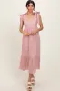 Light Pink Scallop Trim Shoulder Tie Midi Dress sold by Pinkblush