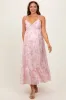 Pink Floral Satin Ruffle Hem Maternity Maxi Dress sold by Pinkblush